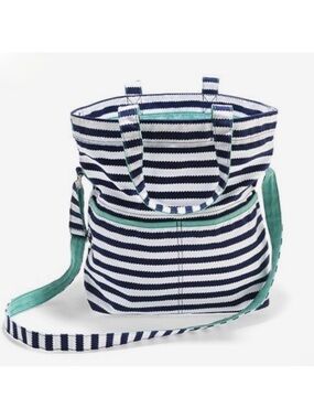 Thirty-One Striped Hobo Bag - Navy, White, and Teal